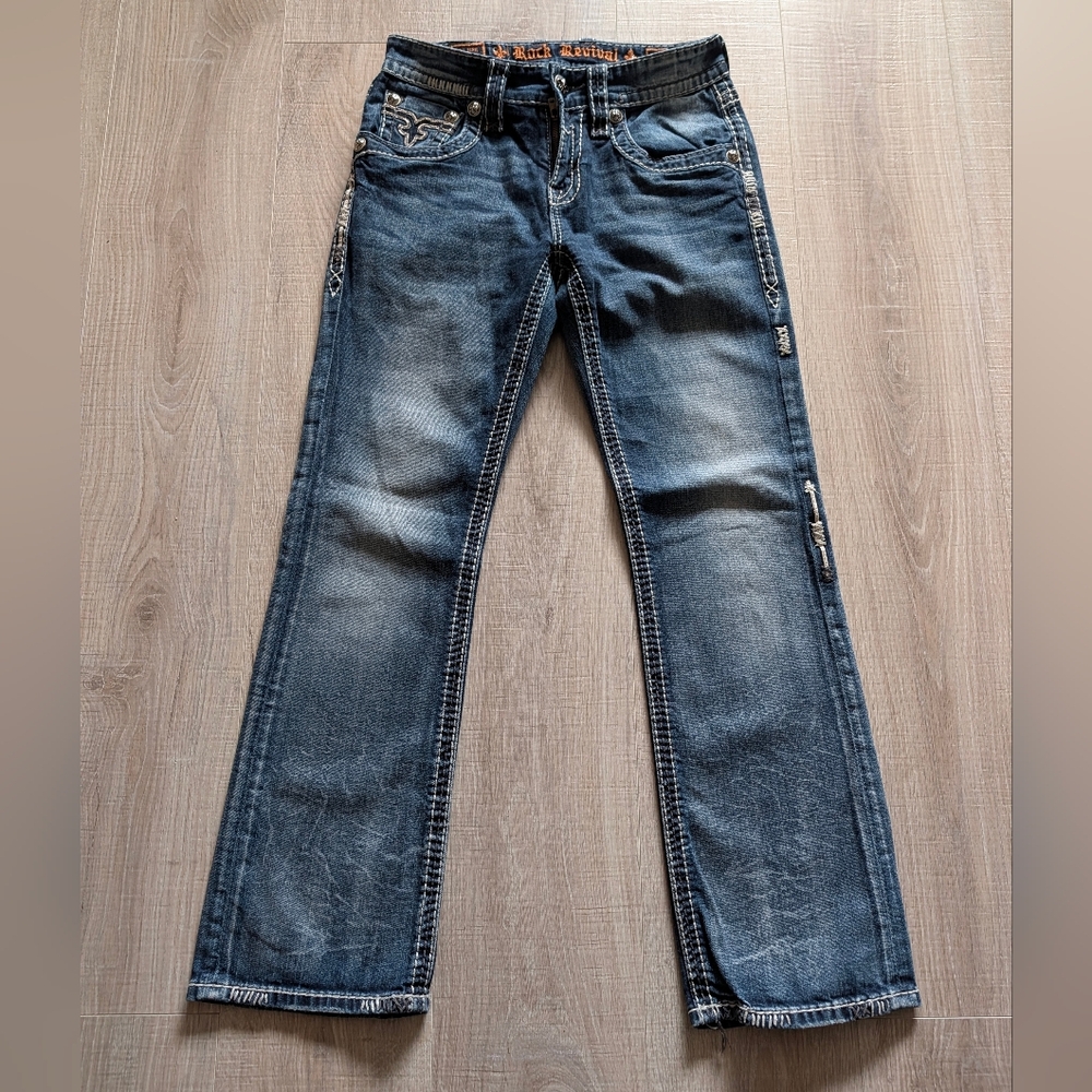 Rock Revival Blue Bootcut Jeans for Men
